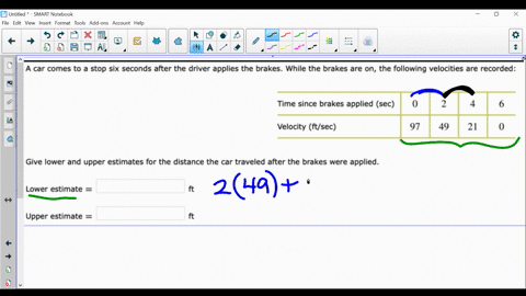 a-car-comes-to-stop-six-seconds-after-the-driver-applies-the-brakes-while-the-brakes-are-on-the-following-velocities-are-recorded-time-since-brakes-applied-sec-velocity-ftsec-97-49-21-give-l-75049