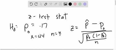 calculate-the-z-test-statistic-for-a-hypothesis-test-in-which-the-null-hypothesis-states-that-the-population-proportion-p-equals-017-if-the-following-sample-information-is-present-n400-x44-zenter-yo-2
