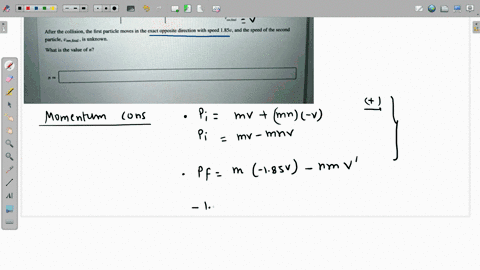 two-particles-approach-each-other-with-equal-and-opposile-speed-the-mass-of-one-particle-is-and-the-mass-of-the-other-particle-where-is-just-unitless-number-snapshots-of-the-system-beforc-du-52417