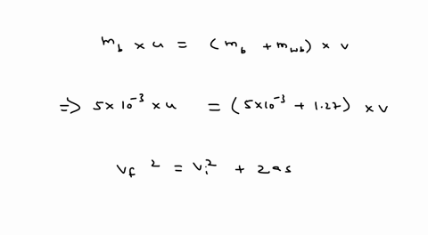 a-bullet-of-mass-500-g-is-fired-horizontally-into-a-wooden-block-of-mass-127-kg-resting-on-a-horizontal-surface-the-coefficient-of-kinetic-friction-between-block-and-surface-is-0190-the-bull-74835