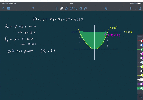 point-find-the-absolute-minimum-and-absolute-maximum-of-the-function-fxy-xy-sy-_-25x-125-on-the-region-on-or-above-y-x-and-on-or-below-y-26-and-list-the-points-where-they-occur-if-the-absolu-82397
