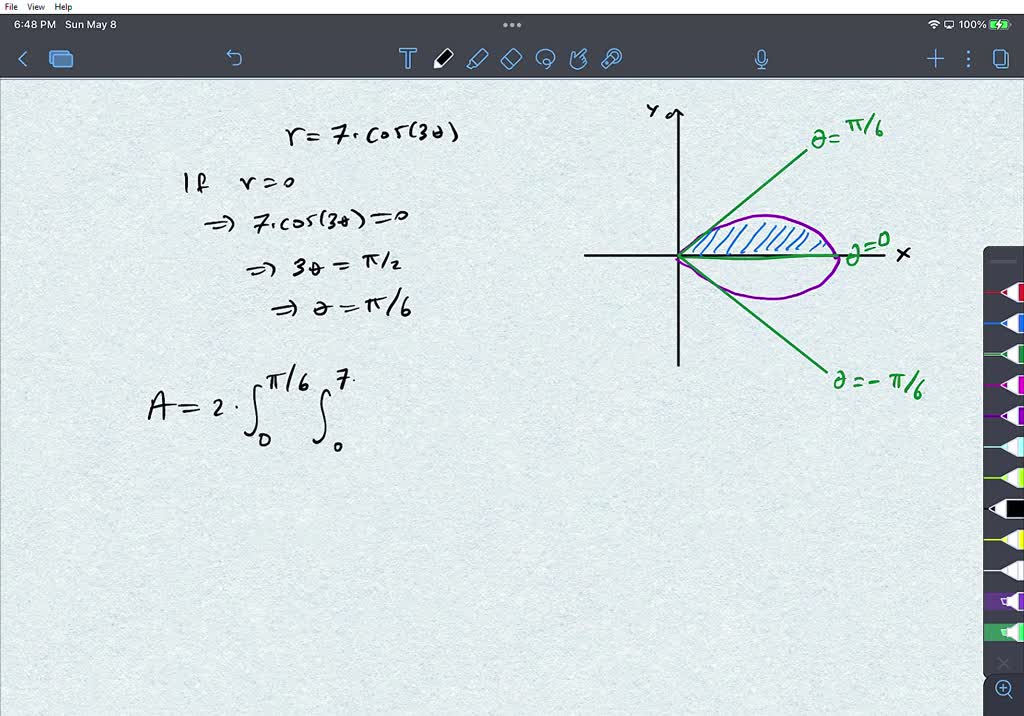 Solved Use A Double Integral To Find The Area Of The Region Enclosed By One Loop Of The Rose