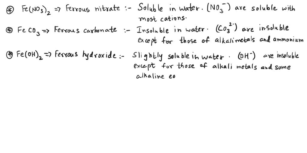 SOLVED: Which of the following is soluble in water at 25 °C? Fe(NO3)2 ...