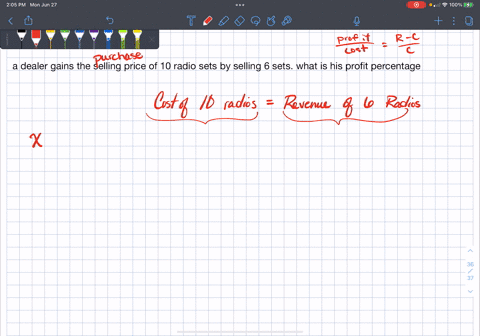 a-dealer-gains-the-selling-price-of-10-radio-sets-by-selling-6-sets-what-is-his-profit-percentage-69564
