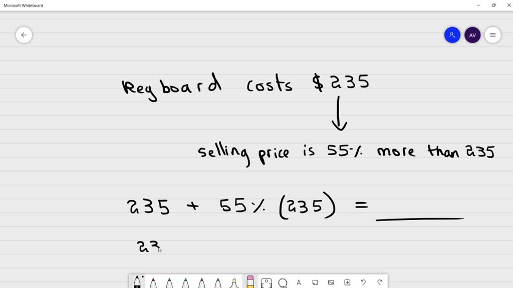 SOLVED: A keyboard has a cost of 235 and is marked up 55% based on cost ...