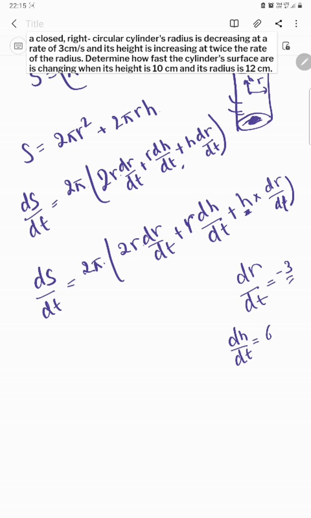 SOLVED 6 A closed right circular cylinder s radius is decreasing