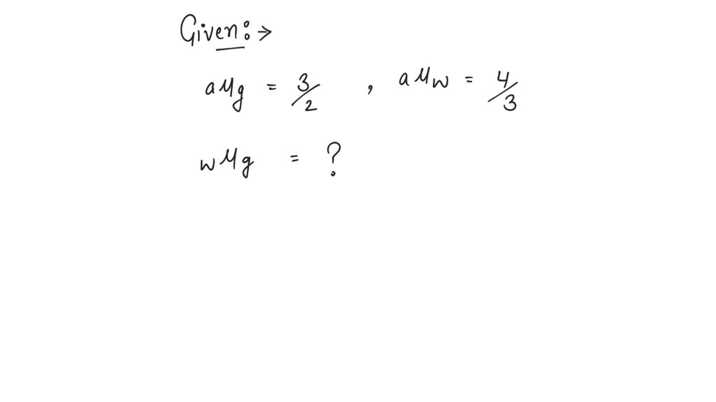 refractive index of water wrt to glass