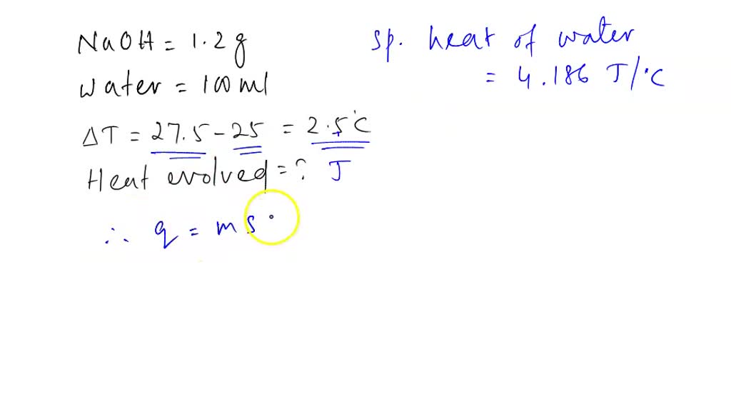 SOLVED: In an experiment, 1.2 g of sodium hydroxide pellets, NaOH(s ...