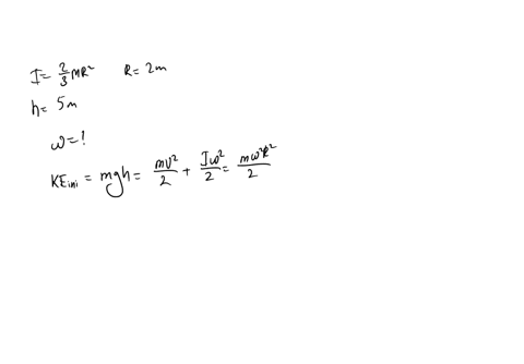 a-hollow-sphere-of-radius-2-m-rolls-without-slipping-as-shown-in-the-figure-below-if-h-sm-is-the-maximum-height-on-the-incline-it-reaches-before-rolls-back-down-what-was-the-initial-angular-44616