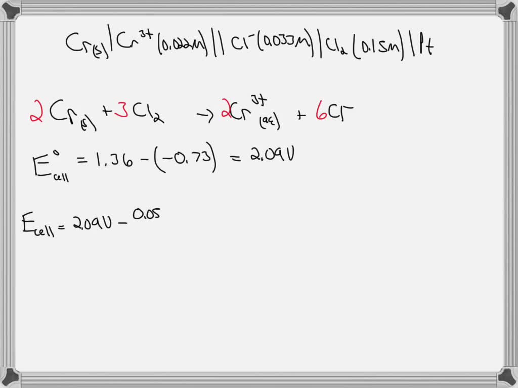 SOLVED: Calculate the cell potential for the following reaction that ...