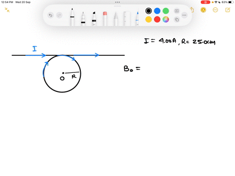 a-thin-conducting-wire-is-bent-into-the-shape-shown-in-the-figure-the-circular-portion-of-the-wire-has-radius-250-cm-the-wire-is-in-the-plane-of-the-screen-and-carries-a-current-400-a-what-i-86361