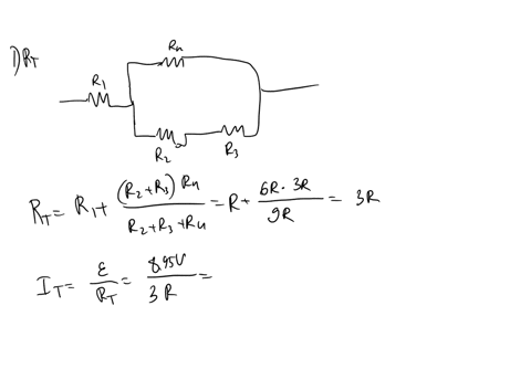 four-resistors-are-connected-to-battery-as-shown-in-the-figure-the-current-through-the-battery-is-i-the-batterys-electromotive-force-emf-is-895-v-and-the-resistor-values-are-r-r-rz-2r-r3-4r-53721