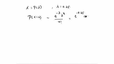 let-x-be-the-number-of-imperfections-per-yard-in-a-given-type-of-fabric-suppose-x-follows-a-poisson-distribution-with-mean-025-2-yards-of-fabric-are-to-be-inspected-for-imperfections-a-find-80013