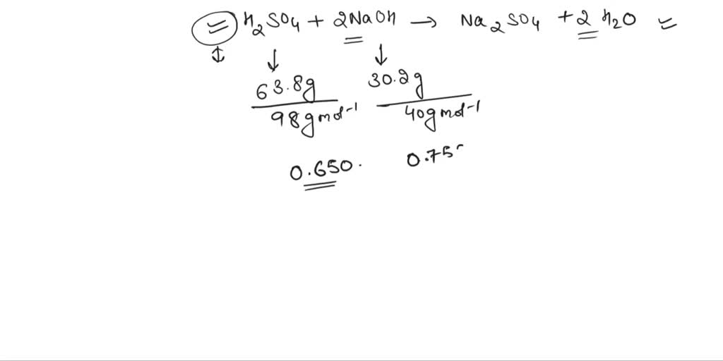 SOLVED: In the reaction: H2SO4 + NaOH ==> Na2SO4 + H2O 33.3 g of NaOH