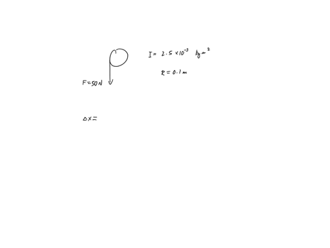 a-string-wrapped-around-the-pulley-is-pulled-with-a-constant-downward-force-f-of-magnitude-50n-the-radius-r-and-moment-of-inertia-i-of-the-pulley-are-010m-and-25x10-3-kg-m2-respectively-if-t-48872