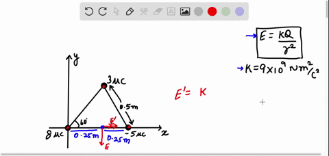 three-charges-are-at-the-corners-of-an-equilateral-triangle-as-shown-in-figure-p1528-calculate-the-e-87966