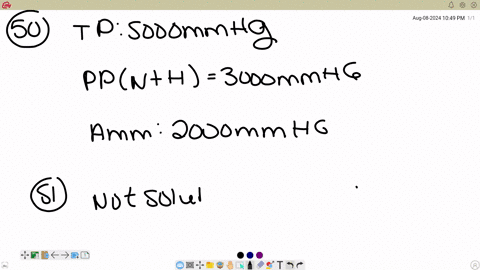 50-a-steel-cylinder-with-nitrogen-hydrogen-and-ammonia-gases-is-at-500circ-mathrmc-and-500-atm-if-the-partial-pressure-of-nitrogen-is-1850-mm-hg-and-hydrogen-is-1150-mm-hg-what-is-the-partial-pressure