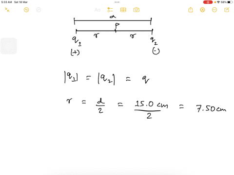 the-electric-field-midway-between-two-equal-but-opposite-point-charges-is-286-nc-and-the-distance-between-the-charges-is-150-cm-what-is-the-magnitude-of-the-charge-on-each-48116