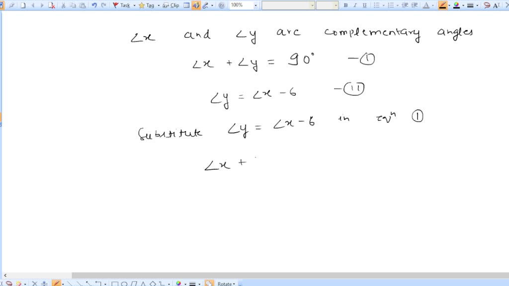 SOLVED CONNECTING CONCEPTS Angle X and angle Y are complementary