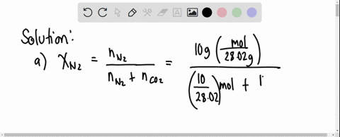 a-gas-mixture-contains-100-g-carbon-dioxide-and-100-g-nitrogen-n2-at-a-total-pressure-of-188-atm-a-calculate-the-mole-fraction-of-nitrogen-in-the-mixture-b-calculate-the-partial-pressure-of-61583