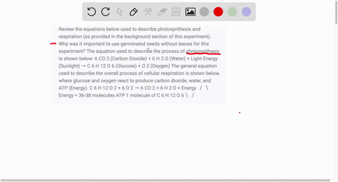 review-the-equations-below-used-to-describe-photosynthesis-and-respiration-as-provided-in-the-background-section-of-this-experiment-why-was-it-important-to-use-germinated-seeds-without-leave-76472