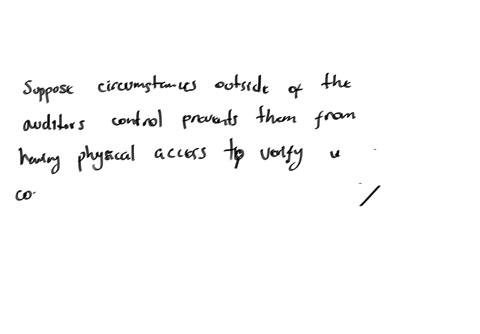 suppose-circumstances-outside-of-the-auditors-control-prevents-them-from-having-physical-access-to-verify-the-companys-inventory-balance-which-is-material-to-the-financial-statements-which-of-the-foll