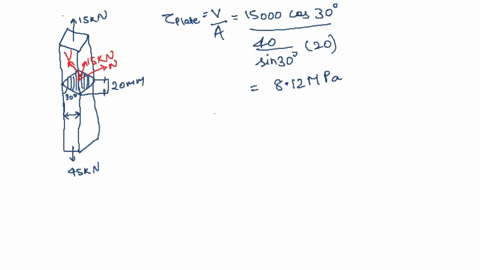 the-two-steel-members-are-joined-together-using-a-30circ-scarf-weld-determine-the-average-normal-and-36453