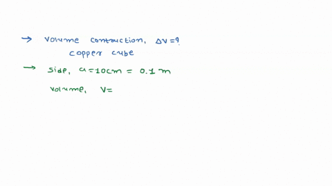 determine-the-volume-contraction-of-a-solid-copper-cube-10-cm-on-an-edge-when-subjected-to-a-hydraulic-pressure-of-70-106-pa
