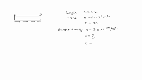 the-number-density-of-free-electron-in-a-copper-conductor-is-851028-m3-how-long-does-an-electron-take-to-drift-from-one-end-of-the-wire-3m-long-to-its-other-end-the-area-of-wire210-6-m2-and-current-3a