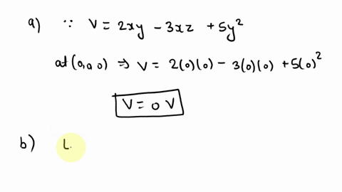 the-electric-potential-in-a-region-is-given-by-v20xy30zx50y2v20xy30zx50y2-with-vv-in-volts-and-the-coordinates-in-meters-part-a-find-the-potential-of-the-electric-field-at-the-point-xxx-0-mm-75443