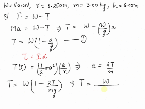 an-object-with-a-weight-of-500-n-is-attached-to-the-free-end-of-a-light-string-wrapped-around-a-reel-of-radius-0250-m-and-mass-300-kg-the-reel-is-a-solid-disk-free-to-rotate-in-a-vertical-pl-99491