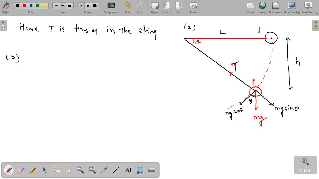 A pendulum consisting of a small heavy ball of mass m at the end of a ...