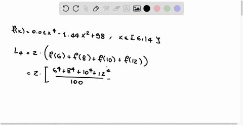 approximate-the-area-under-the-graph-of-fx-001x4-44x2-98-over-the-interval-614-by-dividing-the-interval-into-4-subintervals-use-the-left-endpoint-of-each-subinterval-the-area-under-the-graph-81052