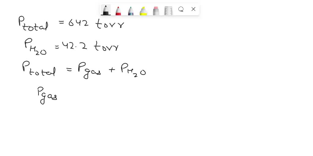 SOLVED A sample of gas is collected over water at a temperature of 35