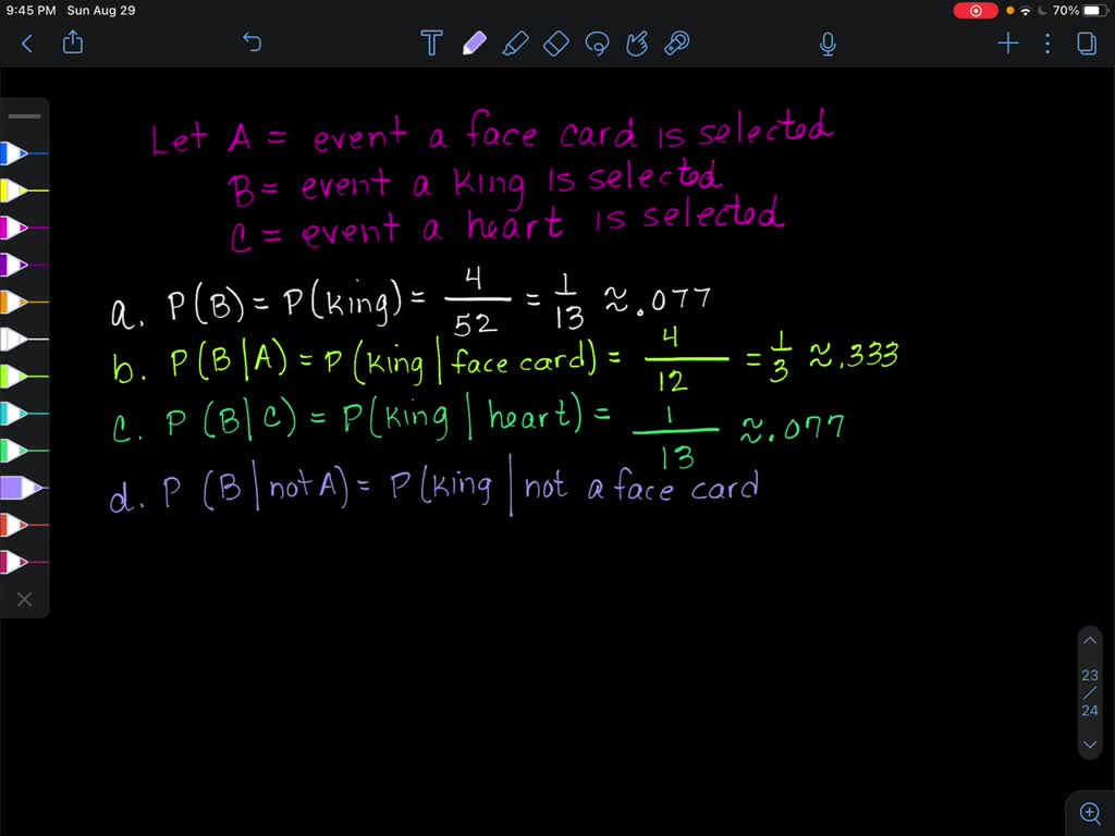 SOLVED The probability experiment for this question is drawing a card