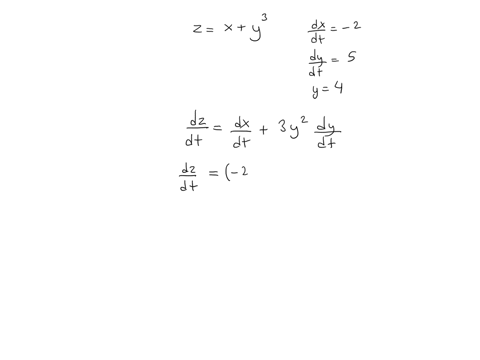 assume-xy-and-z-are-functions-of-t-with-z-xy3-find-dz-dt-2-dy-dt-5-and-y-4