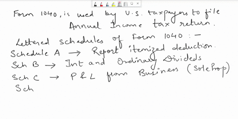 itemize-the-various-lettered-schedules-of-the-us-personal-tax-return-and-describe-what-is-reported-on-each-schedule-and-how-it-may-interplay-with-the-us-corporation-tax-99717