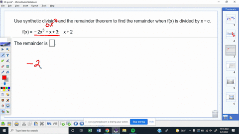 use-synthetic-division-and-the-remainder-theorem-to-find-the-remainder-when-fx-is-divided-by-x-c-flx-2x3-x3-x2-the-remainder-is-02829