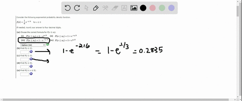 consider-the-following-exponentia-probability-density-function-fz-for-if-needed-round-your-answer-to-four-decimal-digits-a-choose-the-correct-formula-for-px-xo-pc-o-1-etog-ii-pr-o-1e-106-iii-01995