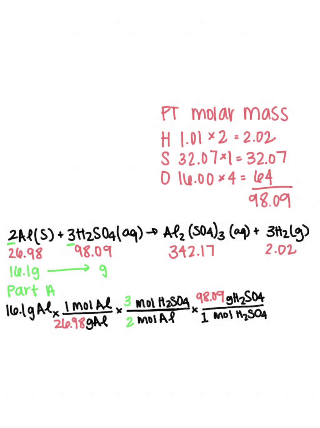 SOLVED Sulfuric acid dissolves aluminum metal according to the