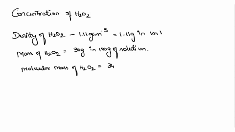 what-is-the-concentration-of-h2o2-in-a-solution-that-is-300-by-mass-hydrogen-peroxide-and-has-a-density-of-111-g-cm-3-91954
