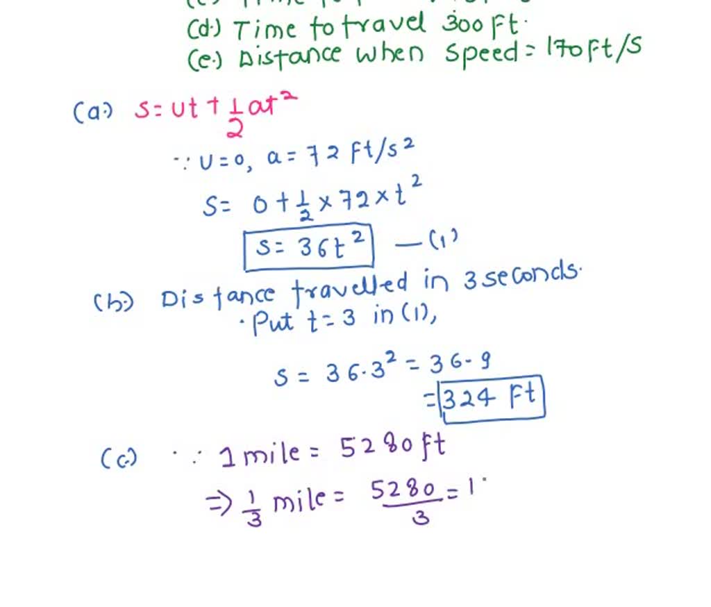 SOLVED A drag racer accelerates at a(t) = 72 ftls2 Assume that v(O
