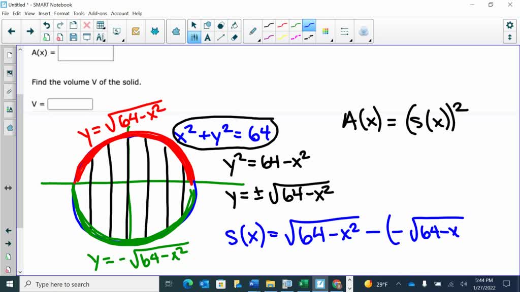 solved-the-base-of-a-solid-is-a-circle-with-radius-5-each-cross
