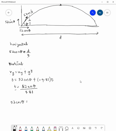 a-projectile-is-launched-at-ground-level-with-speed-of-520-ms-and-at-an-angle-that-maximizes-its-range_-a-what-is-the-angle-the-initial-velocity-makes-with-the-horizontal-degrees-b-determine-35224