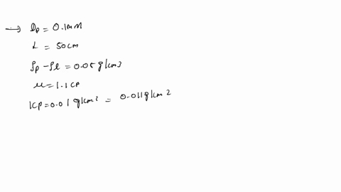 a-suspension-of-spherical-particle-of-01mm-diameter-was-allowed-to-settle-in-a-column-of-50-cm-length-the-density-difference-between-the-solid-particle-and-the-liquid-is-005-gcm3-and-the-vis-12798