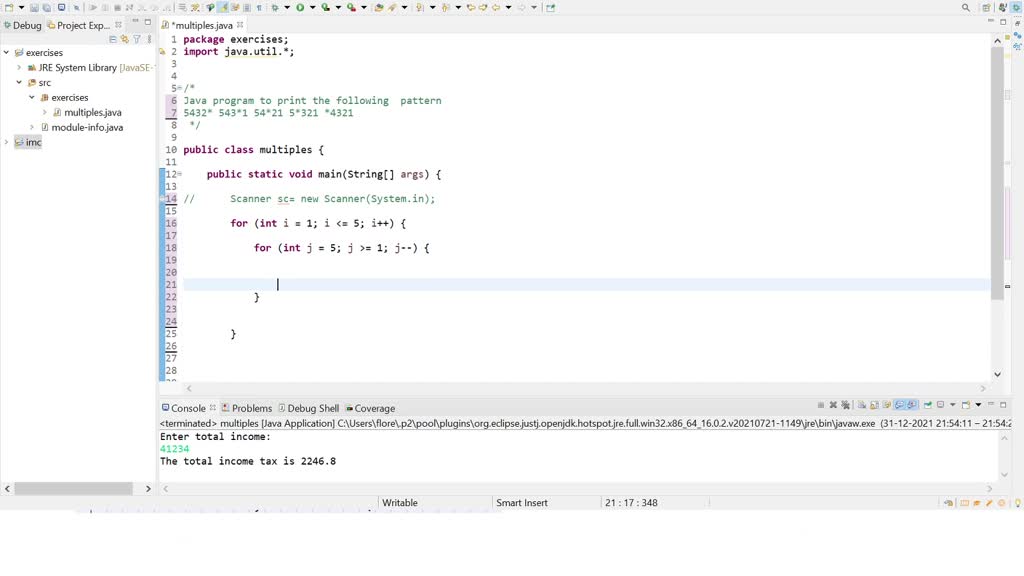 SOLVED: 'Java program t0 print the following given pattern Pattern ...