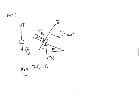 two-blocks-are-connected-over-a-massless-frictionless-pulley-the-mass-of-block-2-is-800-kg-and-the-coefficient-of-kinetic-friction-between-block-2-and-the-incline-is-0220-the-angle-of-the-incline-is-2