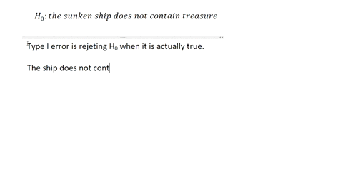 a-group-of-divers-is-exploring-an-old-sunken-ship-suppose-the-null-hypothesis-h0-is-the-sunken-ship-does-not-contain-buried-treasure-state-the-type-i-error-the-ship-does-not-contain-buried-t-50619