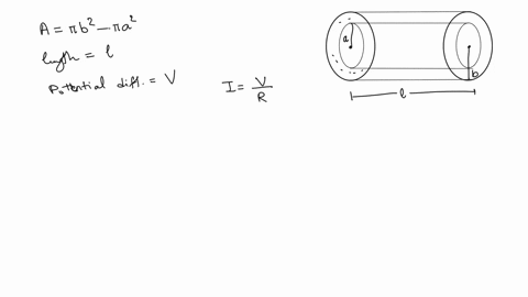 two-cylinders-one-with-radius-a-and-one-with-radius-b-where-a-b-are-separated-with-material-of-conductivity-there-is-also-a-constant-potential-difference-v-between-them-use-ohms-law-to-calcu-51034