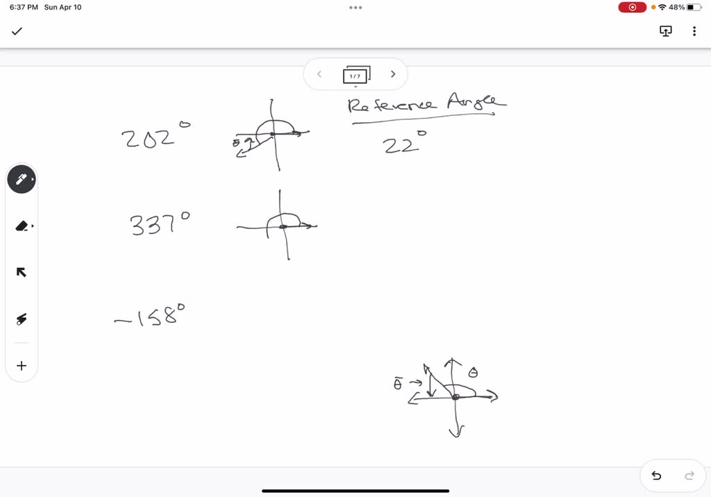 SOLVED The = reference angle of 244 degrees is degrees The reference
